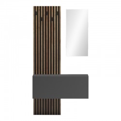 Arika pakoworld entrance furniture with mirror in oak-anthracite shade 100x37.1x199.5cm