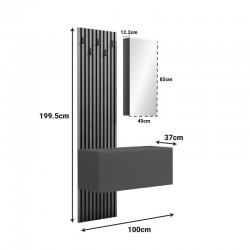 Arika pakoworld entrance furniture with mirror in oak-anthracite shade 100x37.1x199.5cm