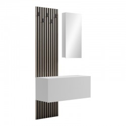 Arika pakoworld entrance furniture with mirror in white-sonoma shade 100x37.1x199.5cm