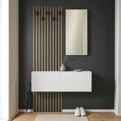 Arika pakoworld entrance furniture with mirror in white-sonoma shade 100x37.1x199.5cm