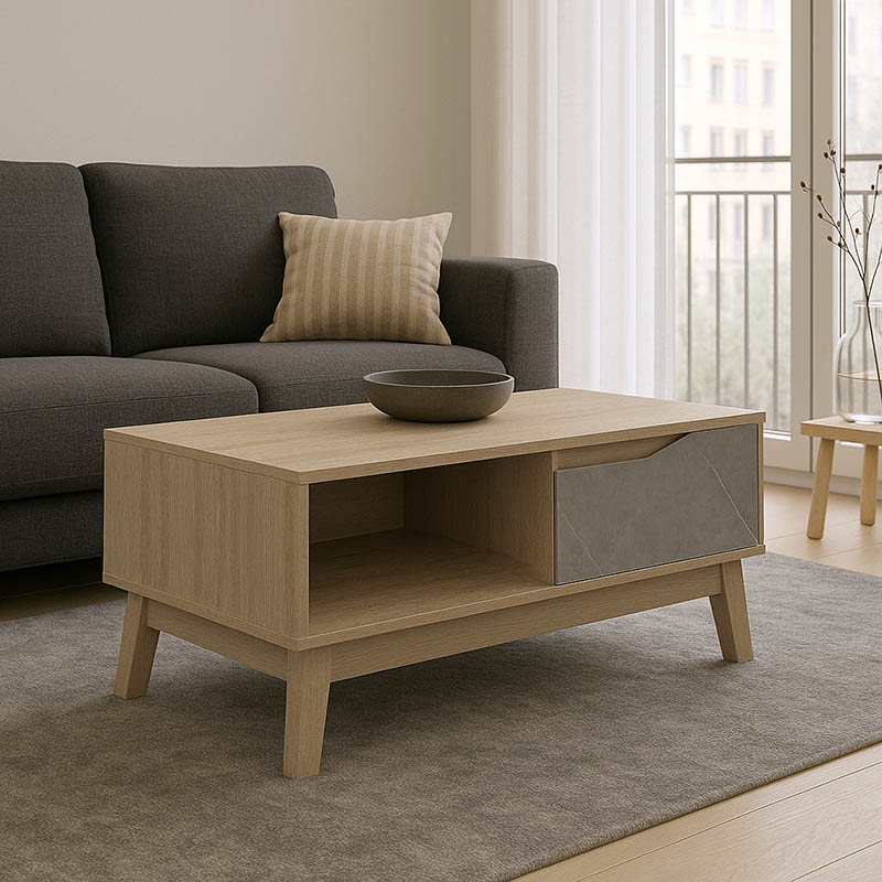 Judas pakoworld coffee table in beige marble-sonoma shade 90x45x38.5cm