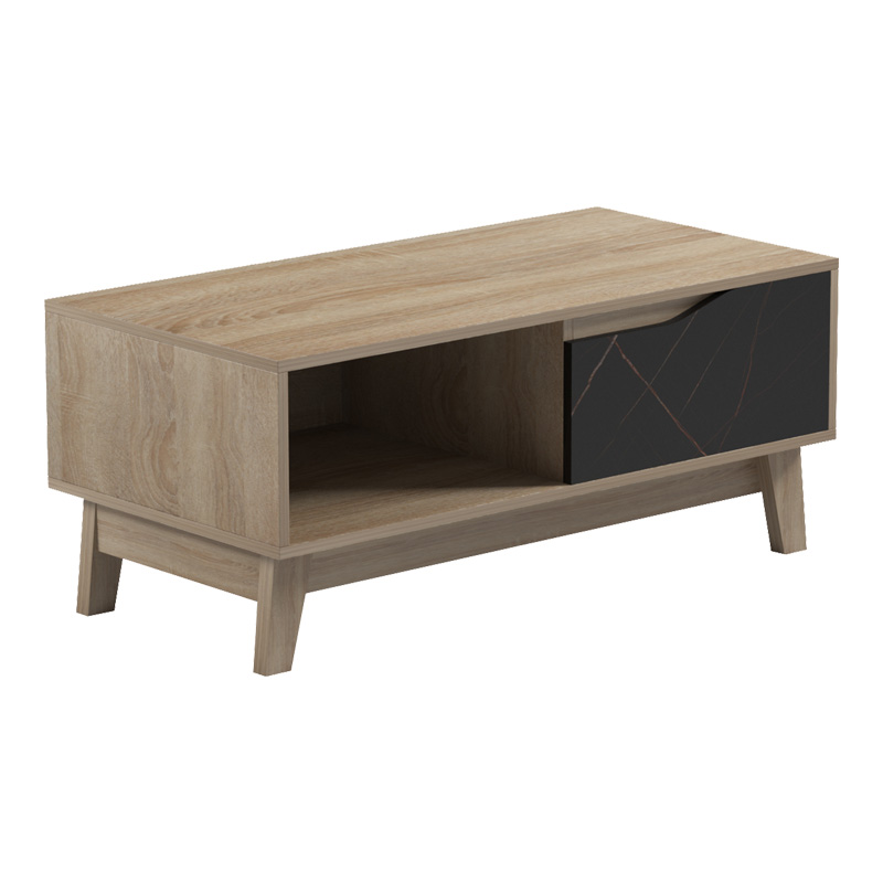 Judas pakoworld coffee table in black marble-sonoma shade 90x45x38.5cm