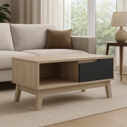 Judas pakoworld coffee table in black marble-sonoma shade 90x45x38.5cm