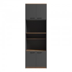 Ντουλάπα κουζίνας Rowan pakoworld σε oak-ανθρακί απόχρωση 60x42x182εκ