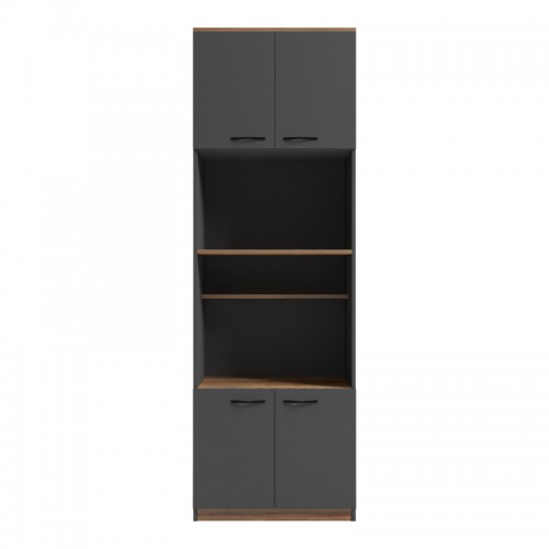 Ντουλάπα κουζίνας Rowan pakoworld σε oak-ανθρακί απόχρωση 60x42x182εκ