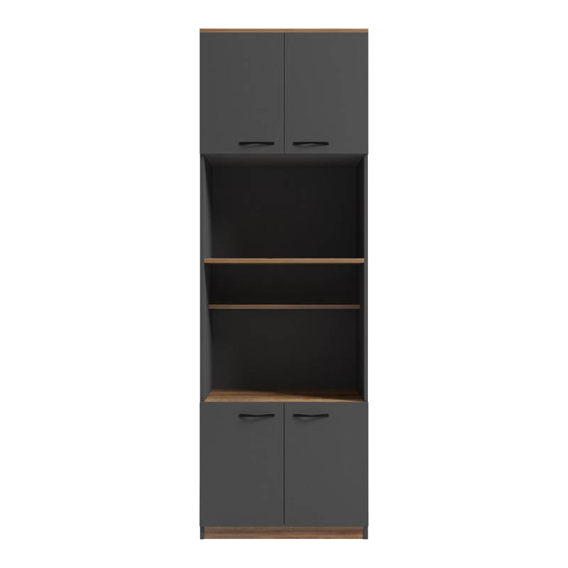 Ντουλάπα κουζίνας Rowan pakoworld σε oak-ανθρακί απόχρωση 60x42x182εκ