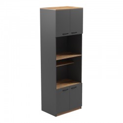 Ντουλάπα κουζίνας Rowan pakoworld σε oak-ανθρακί απόχρωση 60x42x182εκ