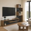 Έπιπλο τηλεόρασης με βιβλιοθήκη Cazenda pakoworld σε oak με ανθρακί απόχρωση 160x29x126εκ