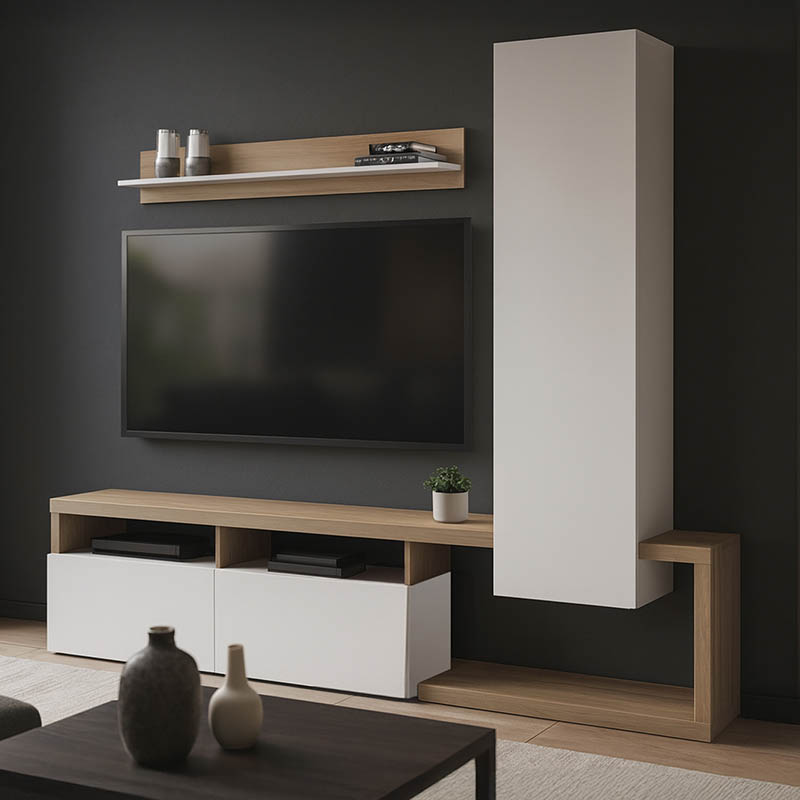 Leganto pakoworld living room set in sonoma and white color 220.5x35x197.5cm