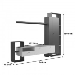 Ferefia pakoworld living room set in sonoma and white and dark grey color 240x45.5x189.5cm