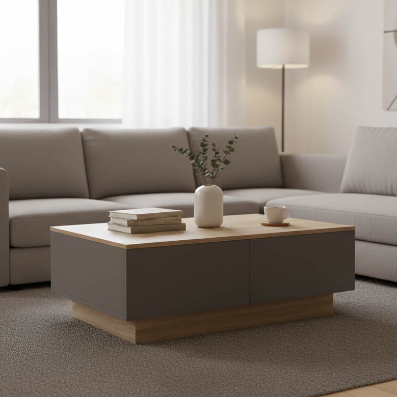 Coffee table Winey pakoworld in sonoma-antthracite color 90x60x31.5cm