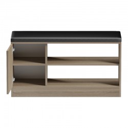 Παπουτσοθήκη-σκαμπό Deboule pakoworld 8 ζευγών σε sonoma-μαύρη απόχρωση 90x30x46εκ