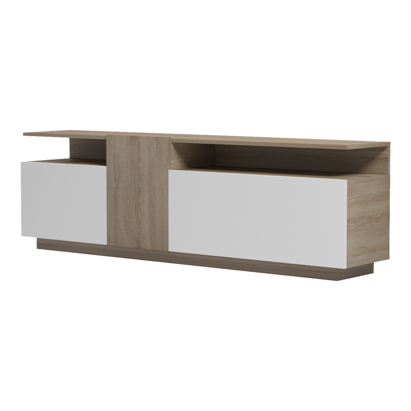 Έπιπλο τηλεόρασης Vendora pakoworld σε sonoma-λευκή απόχρωση 150x29.5x46.3εκ