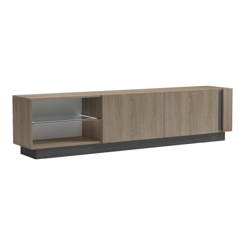 TV cabinet with Led Vario pakoworld sonoma - anthracite 185.6x35x45cm