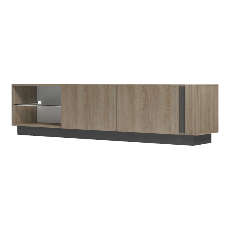 TV cabinet with Led Vario pakoworld sonoma - anthracite 185.6x35x45cm