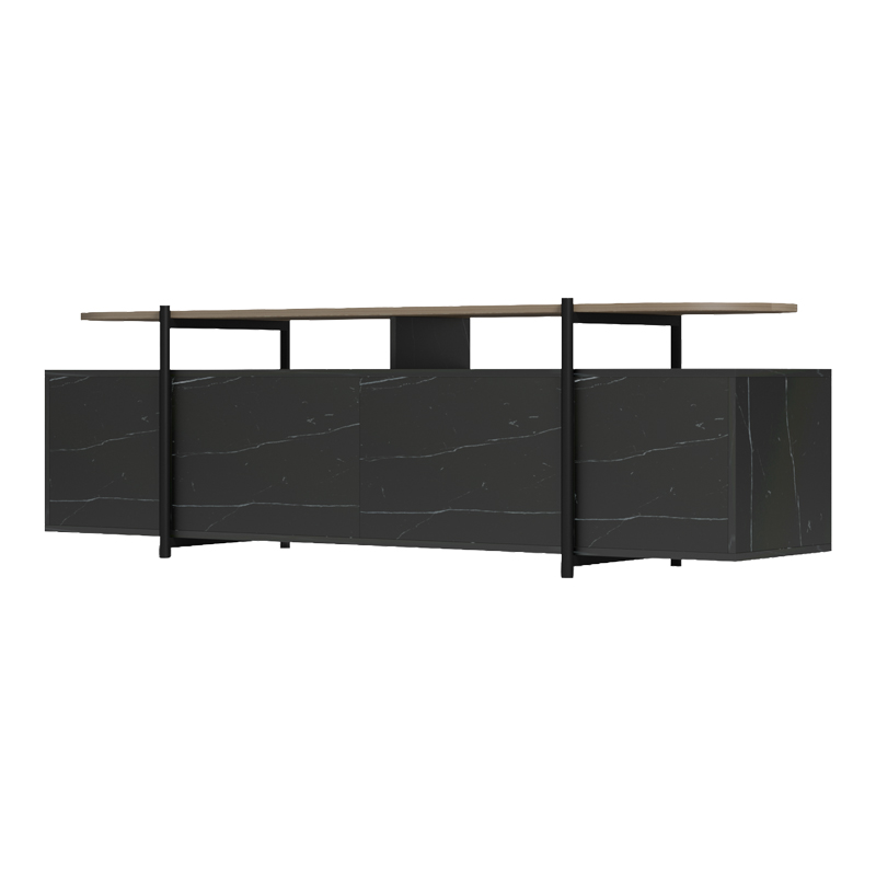 Medousa pakoworld sonoma TV cabinet with black marble finish 160x35.5x50cm