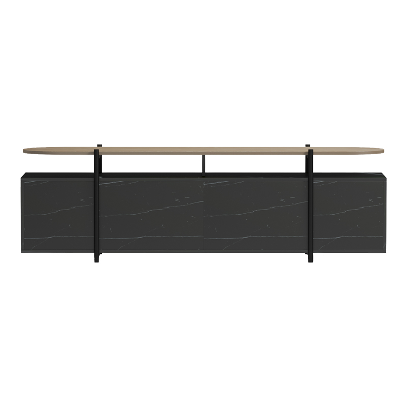 Medousa pakoworld sonoma TV cabinet with black marble finish 160x35.5x50cm