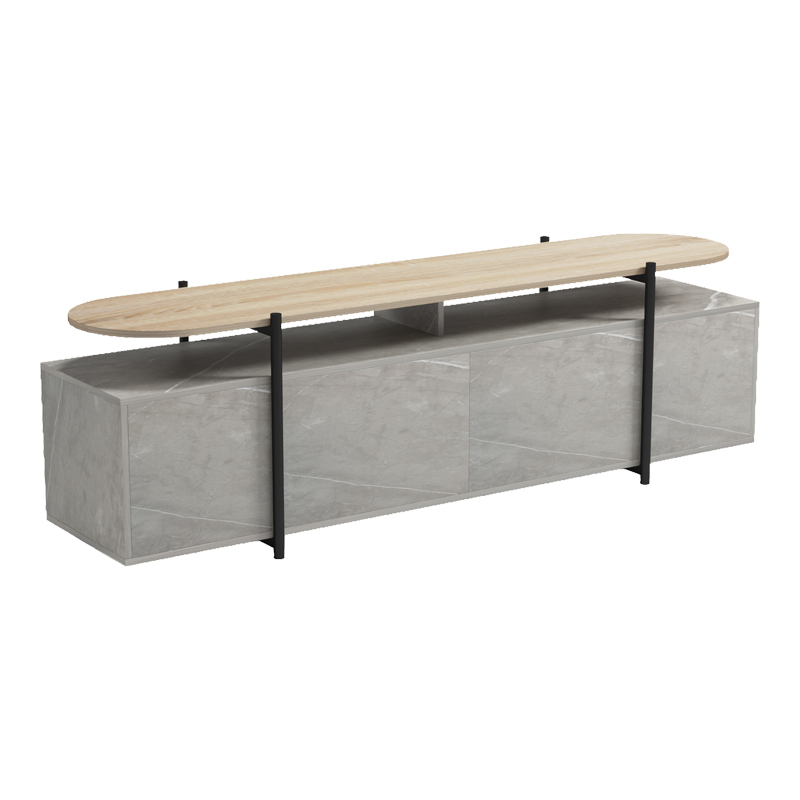 Medousa pakoworld sonoma TV cabinet with grey-beige marble finish 160x35.5x50cm