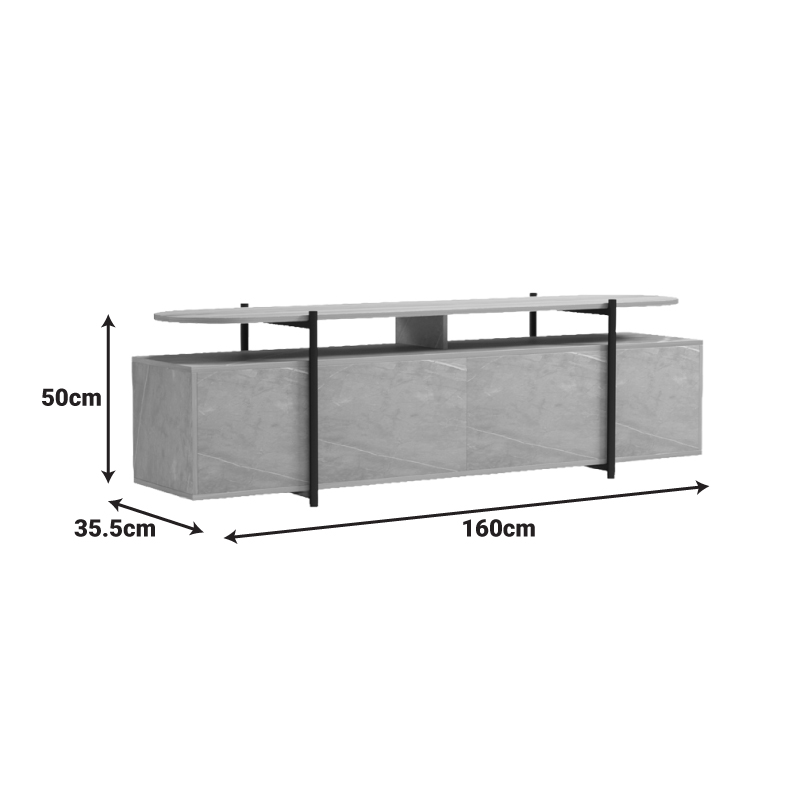 Medousa pakoworld sonoma TV cabinet with grey-beige marble finish 160x35.5x50cm