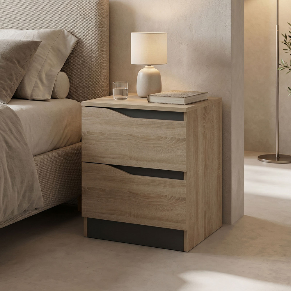 Bedside table Verena  pakoworld sonoma-anthracite 40x40x50cm