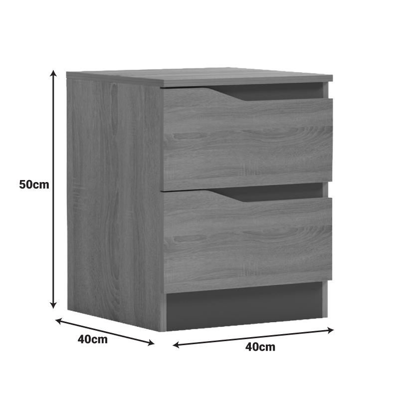 Bedside table Verena  pakoworld sonoma-anthracite 40x40x50cm