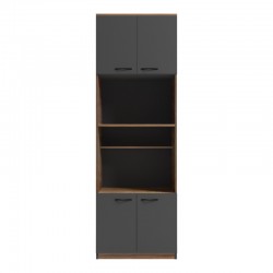 Ντουλάπα κουζίνας Rowan pakoworld σε oak-ανθρακί απόχρωση 60x42x182εκ