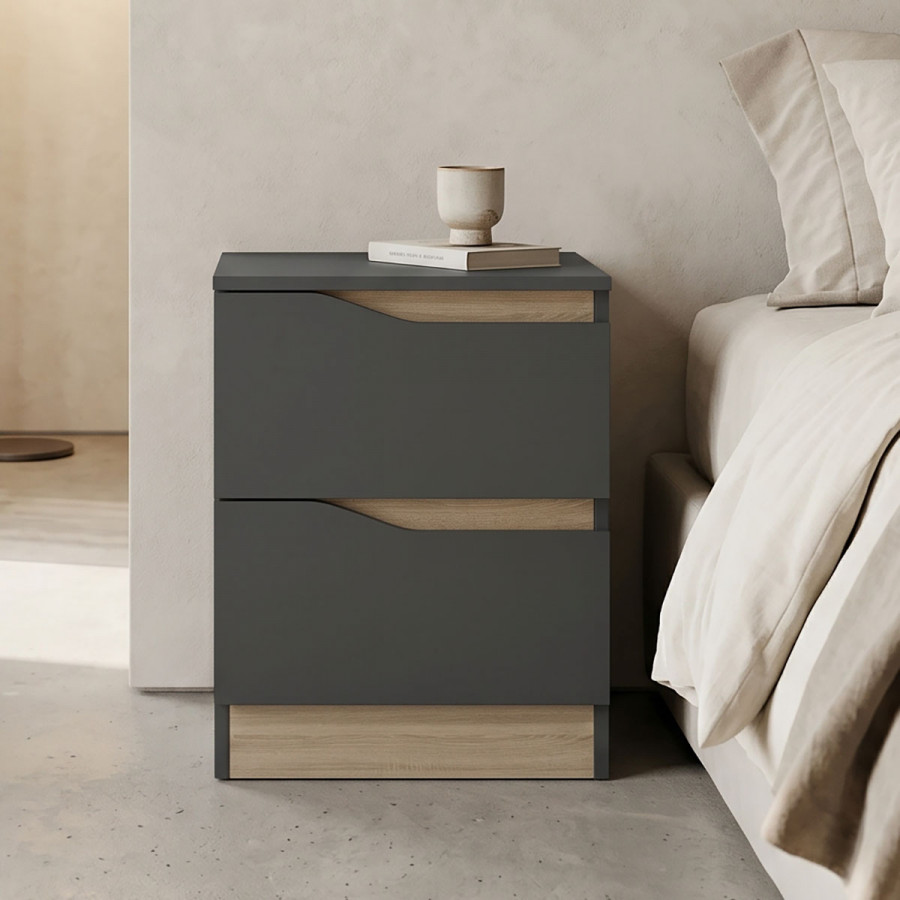 Bedside table Verena  pakoworld anthracite-sonoma 40x40x50cm