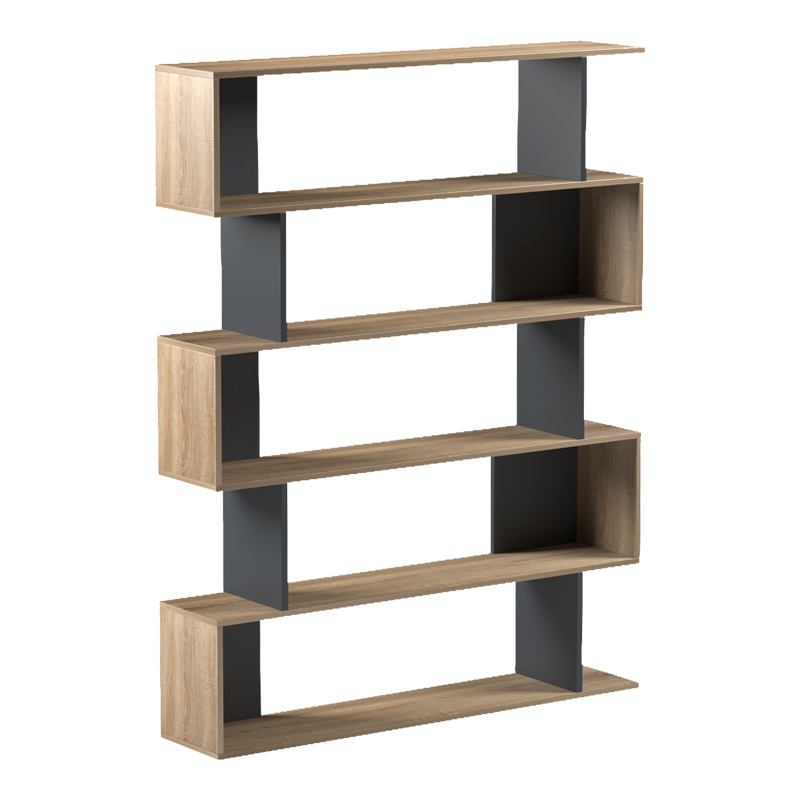 Tetri bookcase pakoworld sonoma-anthracite 121.8x25.4x158.8cm