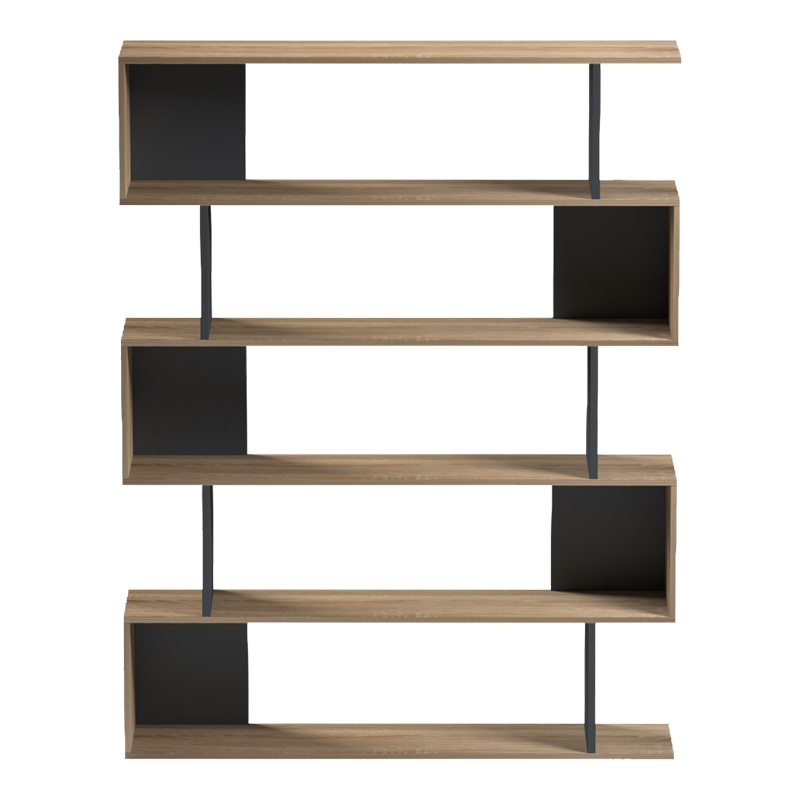 Tetri bookcase pakoworld sonoma-anthracite 121.8x25.4x158.8cm