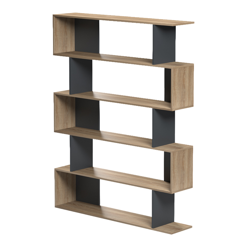 Tetri bookcase pakoworld sonoma-anthracite 121.8x25.4x158.8cm