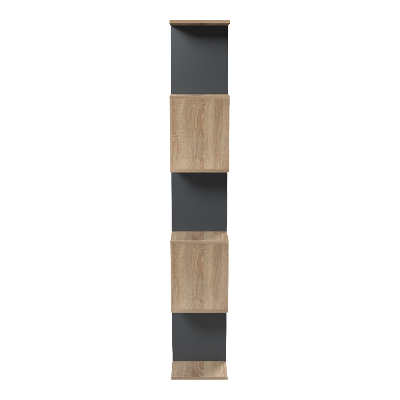 Tetri bookcase pakoworld sonoma-anthracite 121.8x25.4x158.8cm