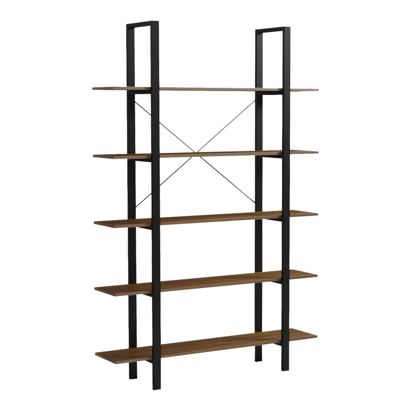 Bookcase-Shelf Varous pakoworld walnut-black metal 120x28x180cm