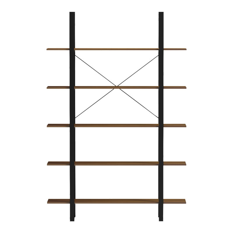 Bookcase-Shelf Varous pakoworld walnut-black metal 120x28x180cm