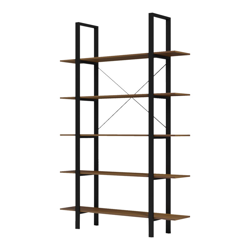 Bookcase-Shelf Varous pakoworld walnut-black metal 120x28x180cm