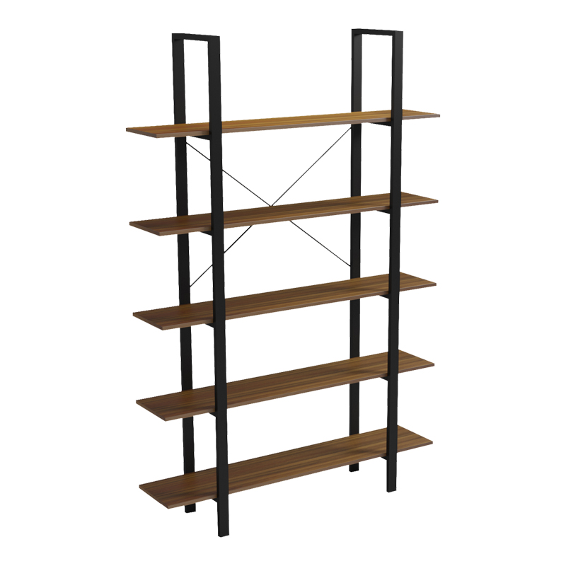 Bookcase-Shelf Varous pakoworld walnut-black metal 120x28x180cm