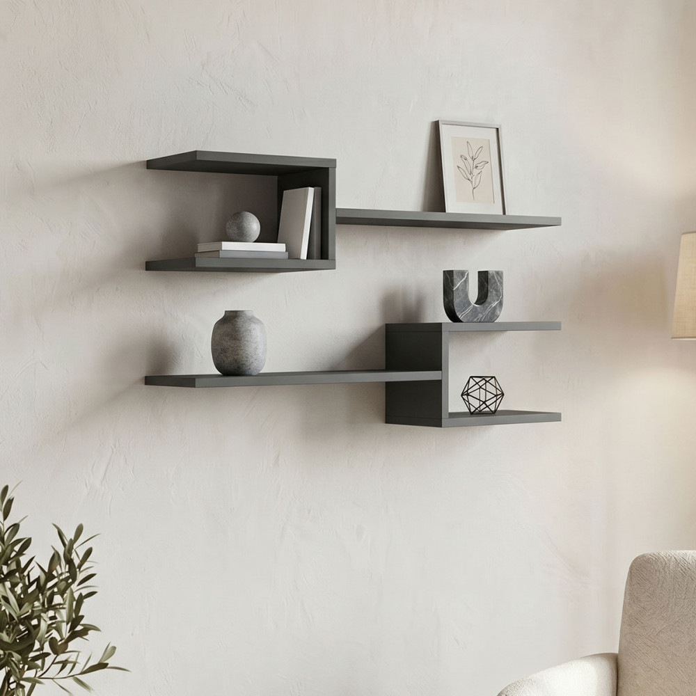 Wall shelf Galler pakoworld anthracite 79x19.5x18cm