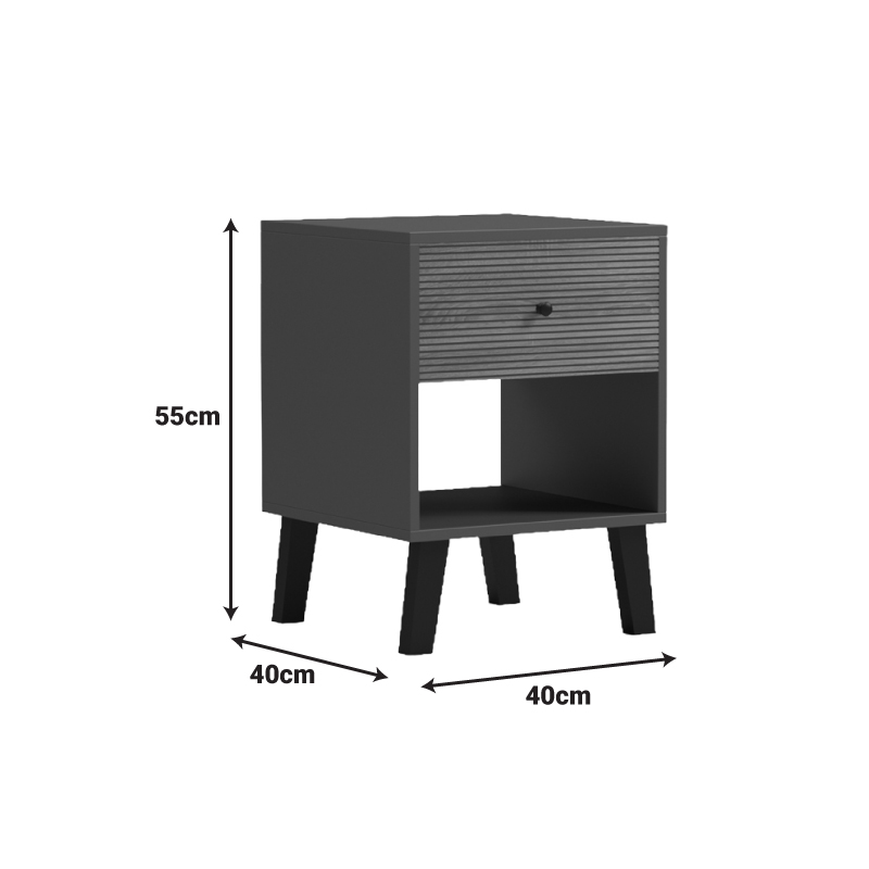 Tuscany bedside table pakoworld sonoma-anthracite 40x40x55cm