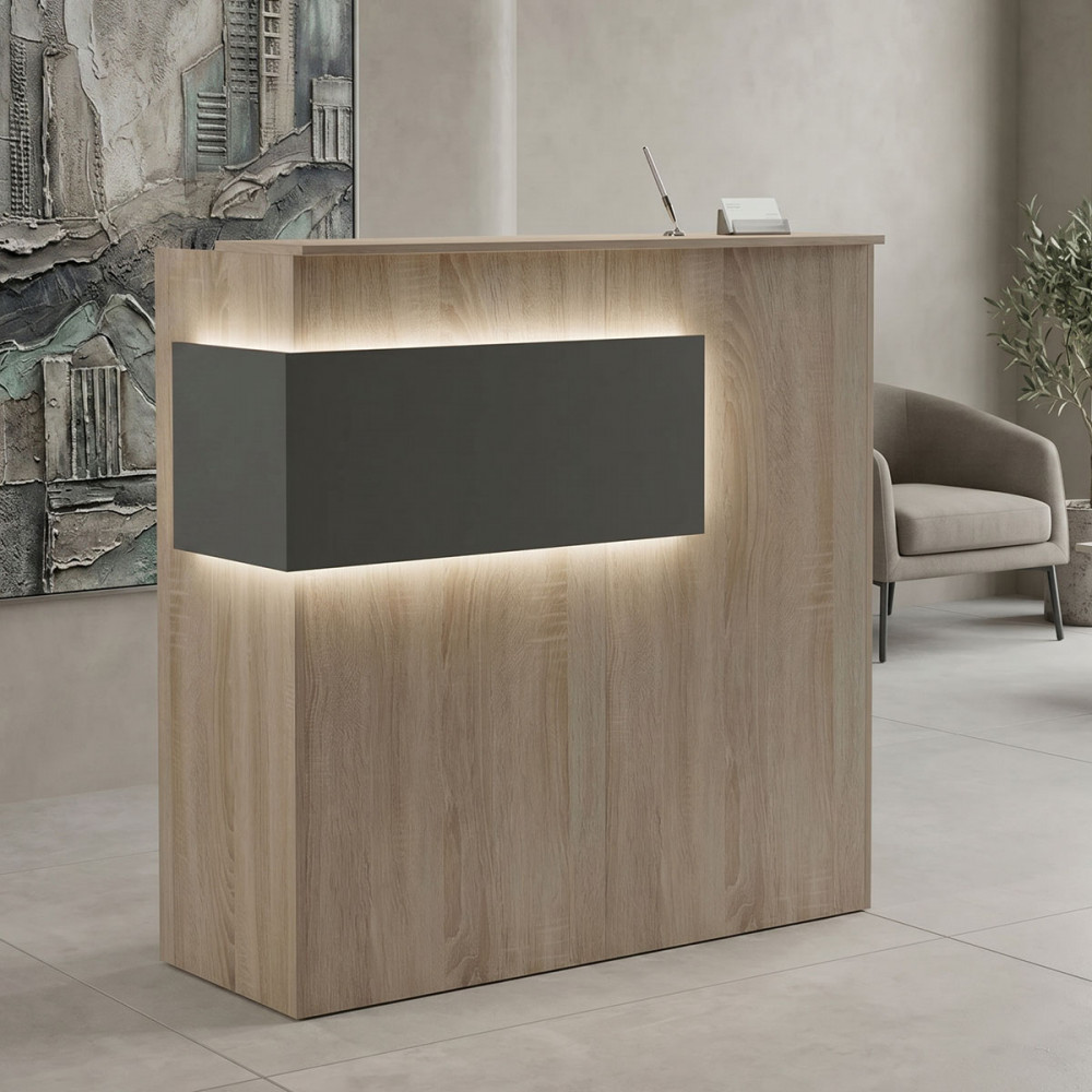 Optima pakoworld reception desk with LED sonoma-anthracite 110x40x110cm
