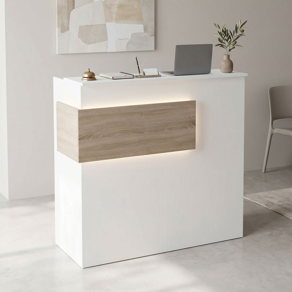 Optima pakoworld reception desk with LED white -sonoma 110x40x110cm