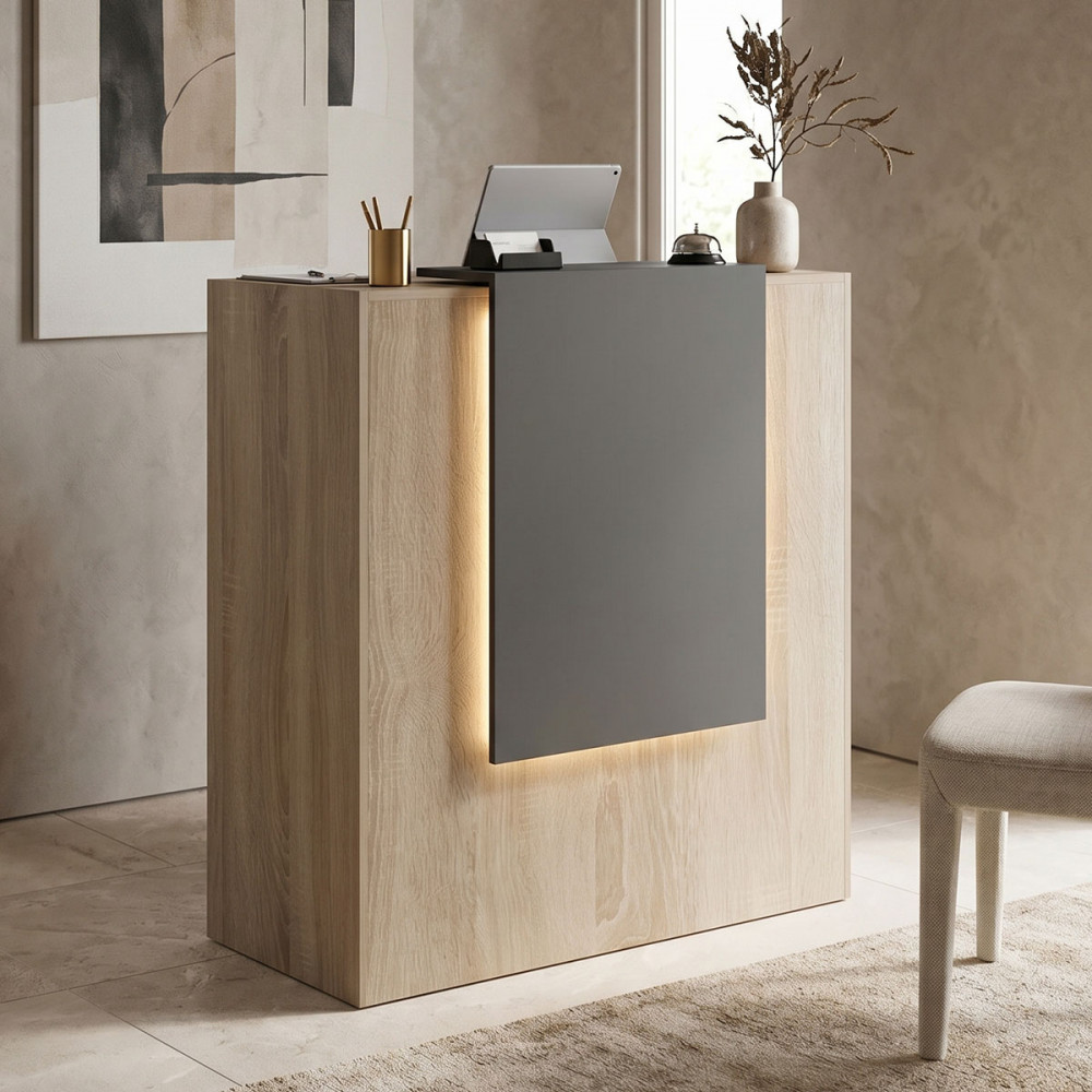 Reception desk Zowel pakoworld with LED sonoma-anthracite 90x40x110cm