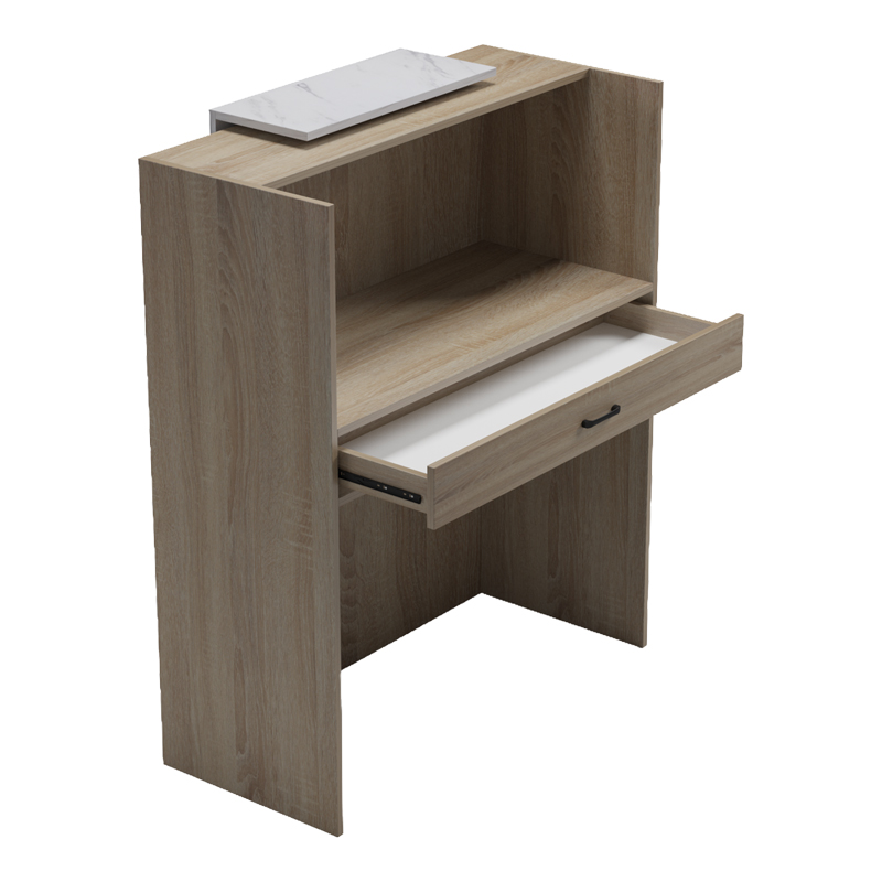 Reception desk Zowel pakoworld with LED sonoma-white marble look 90x40x110cm