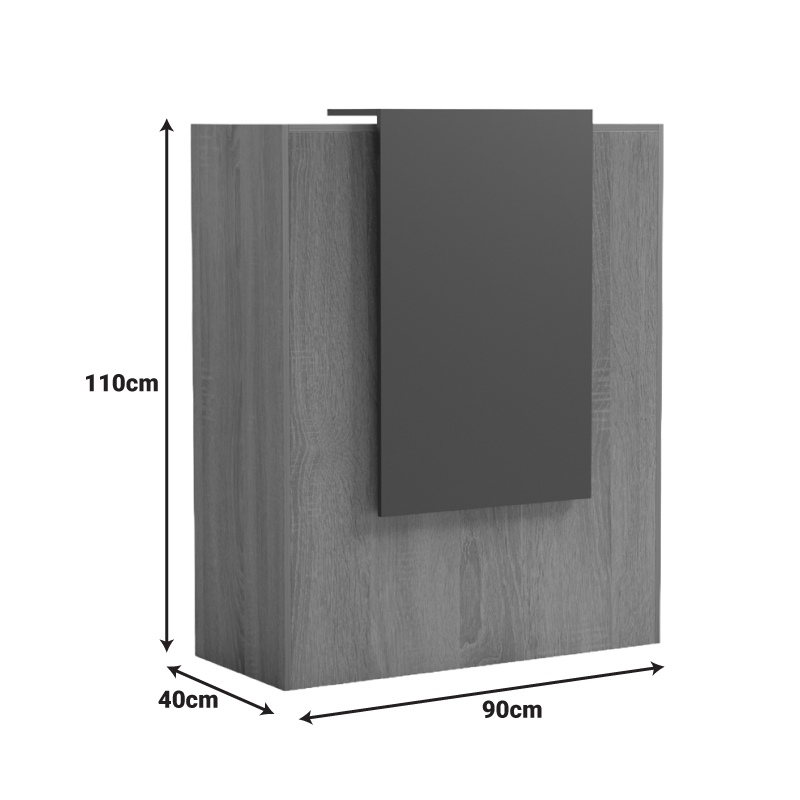Reception desk Zowel pakoworld with LED white - sonoma 90x40x110cm