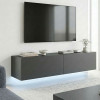 Wall-mounted TV cabinet with led Rival pakoworld anthracite 120x35x30cm