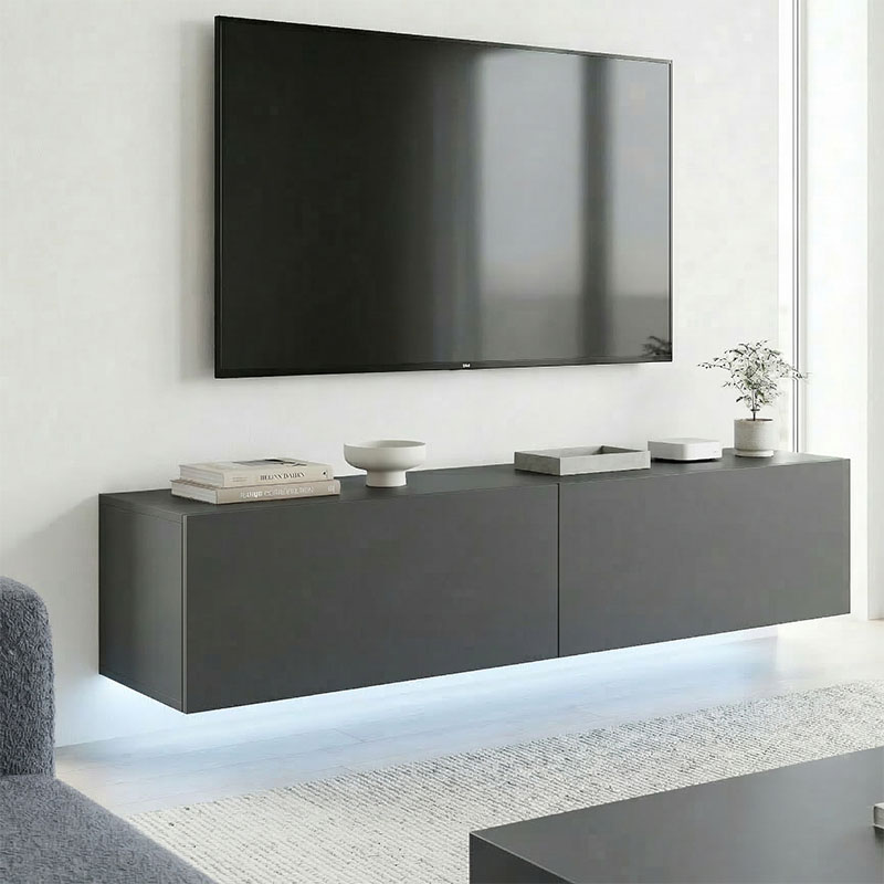 Wall-mounted TV cabinet with led Rival pakoworld anthracite 120x35x30cm