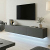 Wall-mounted TV cabinet with led Rival pakoworld anthracite 180x35x30cm