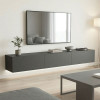 Wall-mounted TV cabinet with led Rival pakoworld anthracite 210x35x30cm