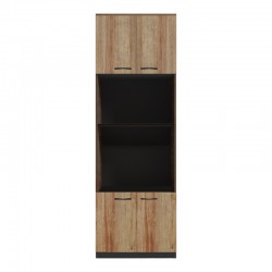 Ντουλάπα κουζίνας Rowan pakoworld σε ανθρακί-oak απόχρωση 60x42x182εκ