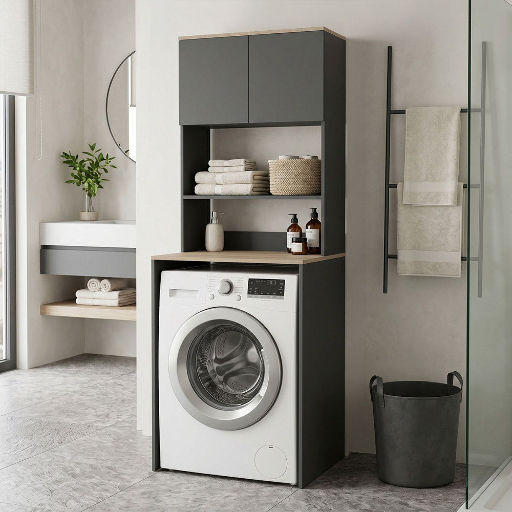 Laundry furniture Chaxe pakoworld anthracite-sonoma 65x32.5x183.6cm