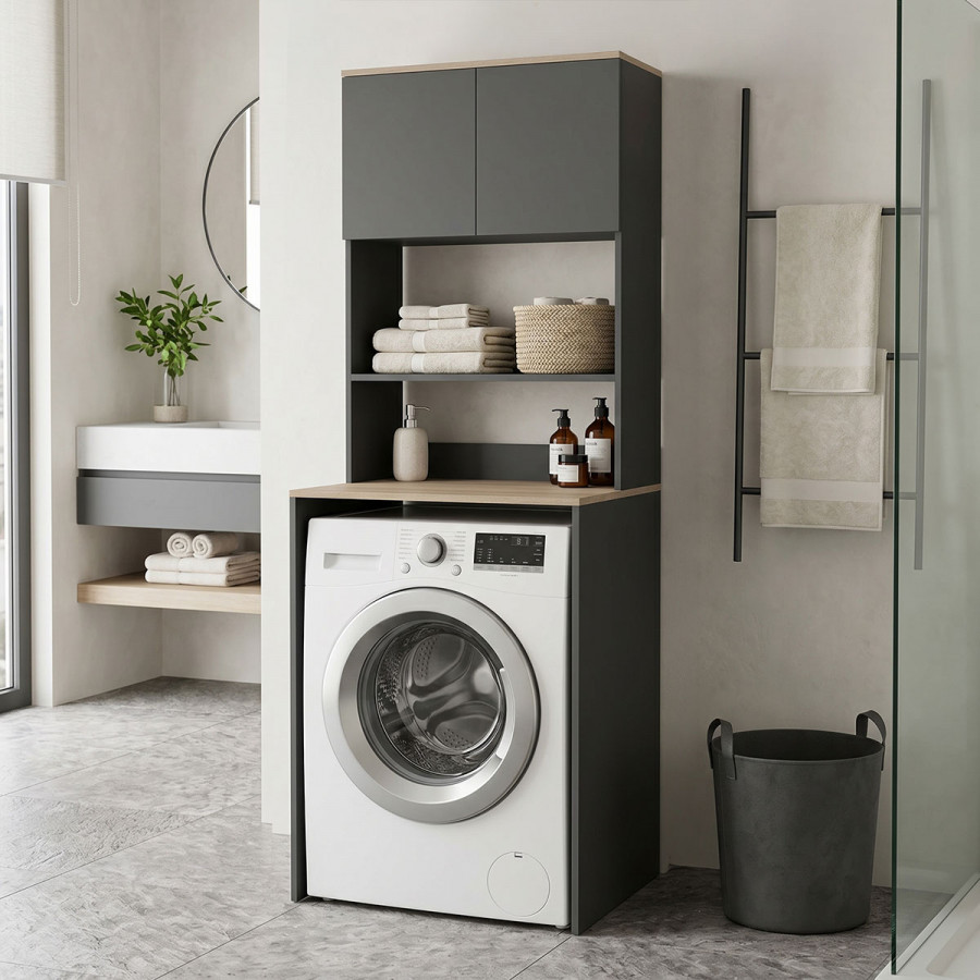 Laundry furniture Chaxe pakoworld anthracite-sonoma 65x32.5x183.6cm