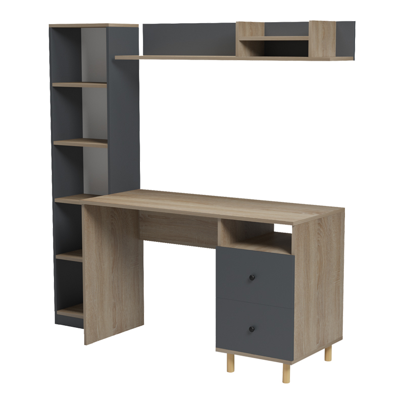 Σύνθεση γραφείου Kontor pakoworld sonoma-ανθρακί 120x50x160εκ